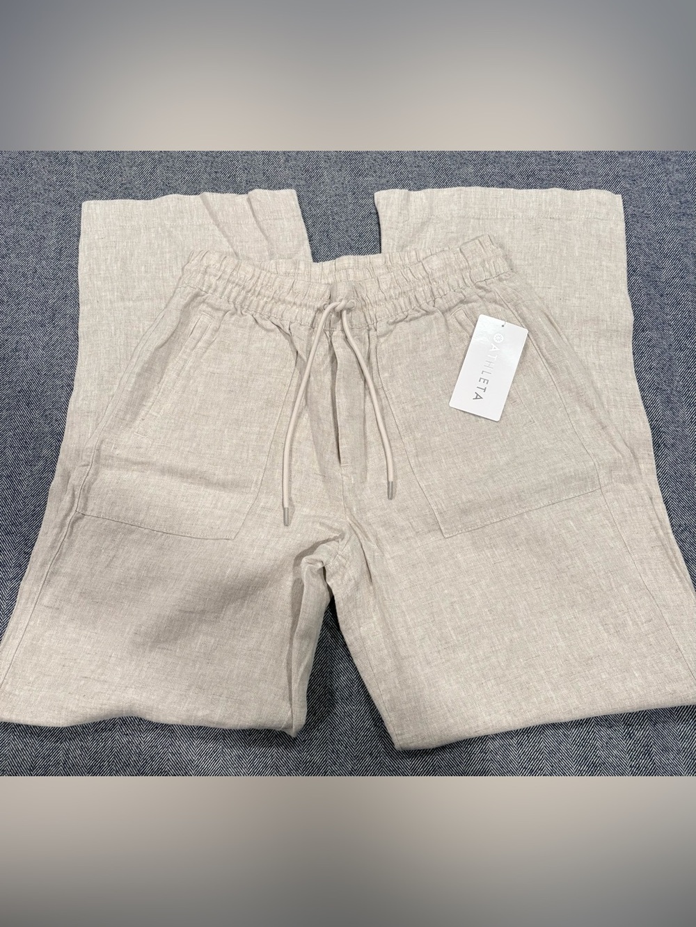 Athleta Retreat Linen High Rise Wide Leg Pant | Color: Undyed | size S - Picture 3 of 10